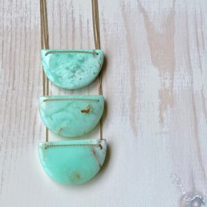 Chrysoprase Geometric Necklace: 14k Gold Filled Chain