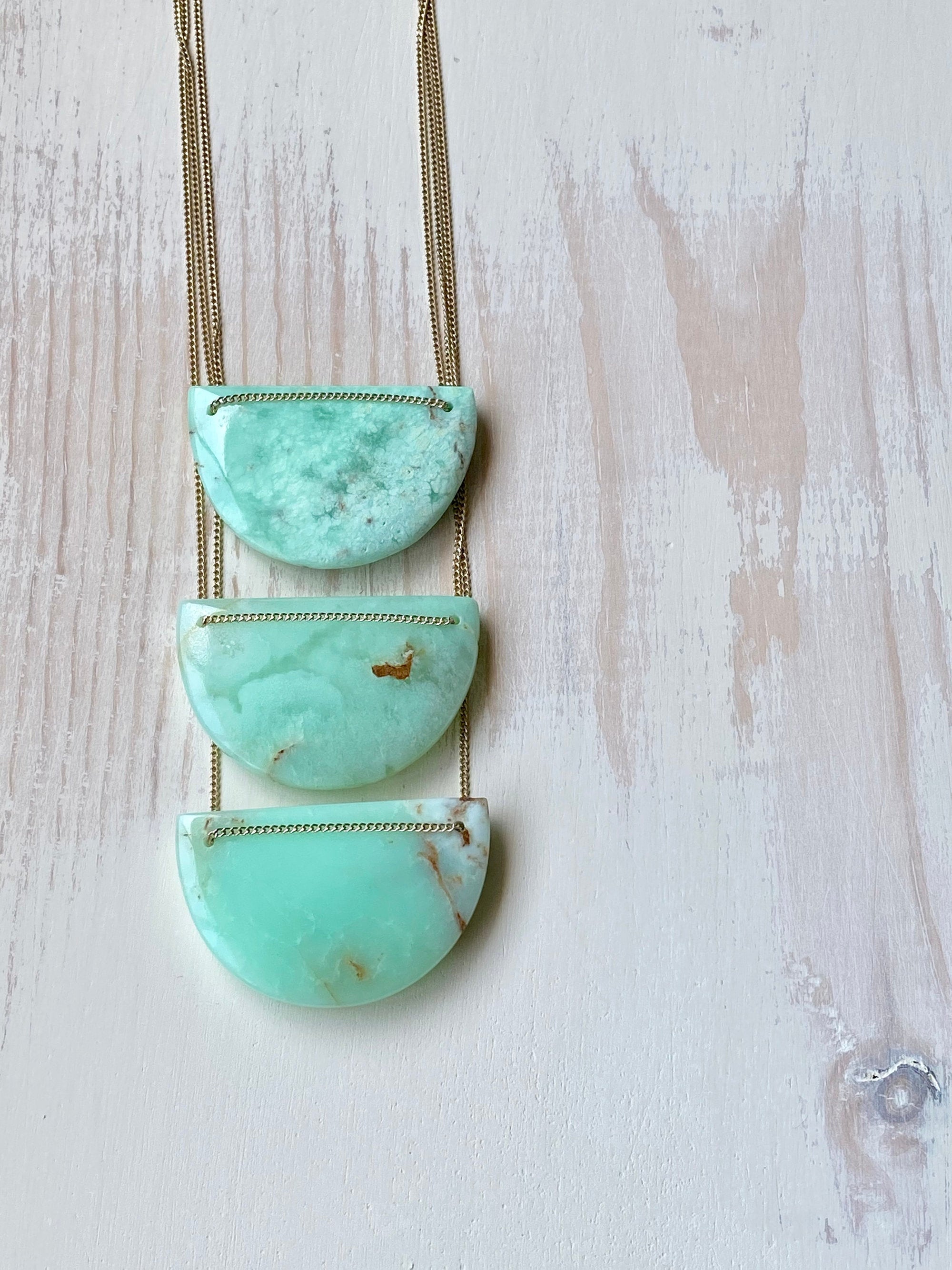 Chrysoprase Geometric Necklace: 14k Gold Filled Chain