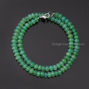 Green Chrysoprase Beaded Necklace, 925 Clasp, 18 Inch