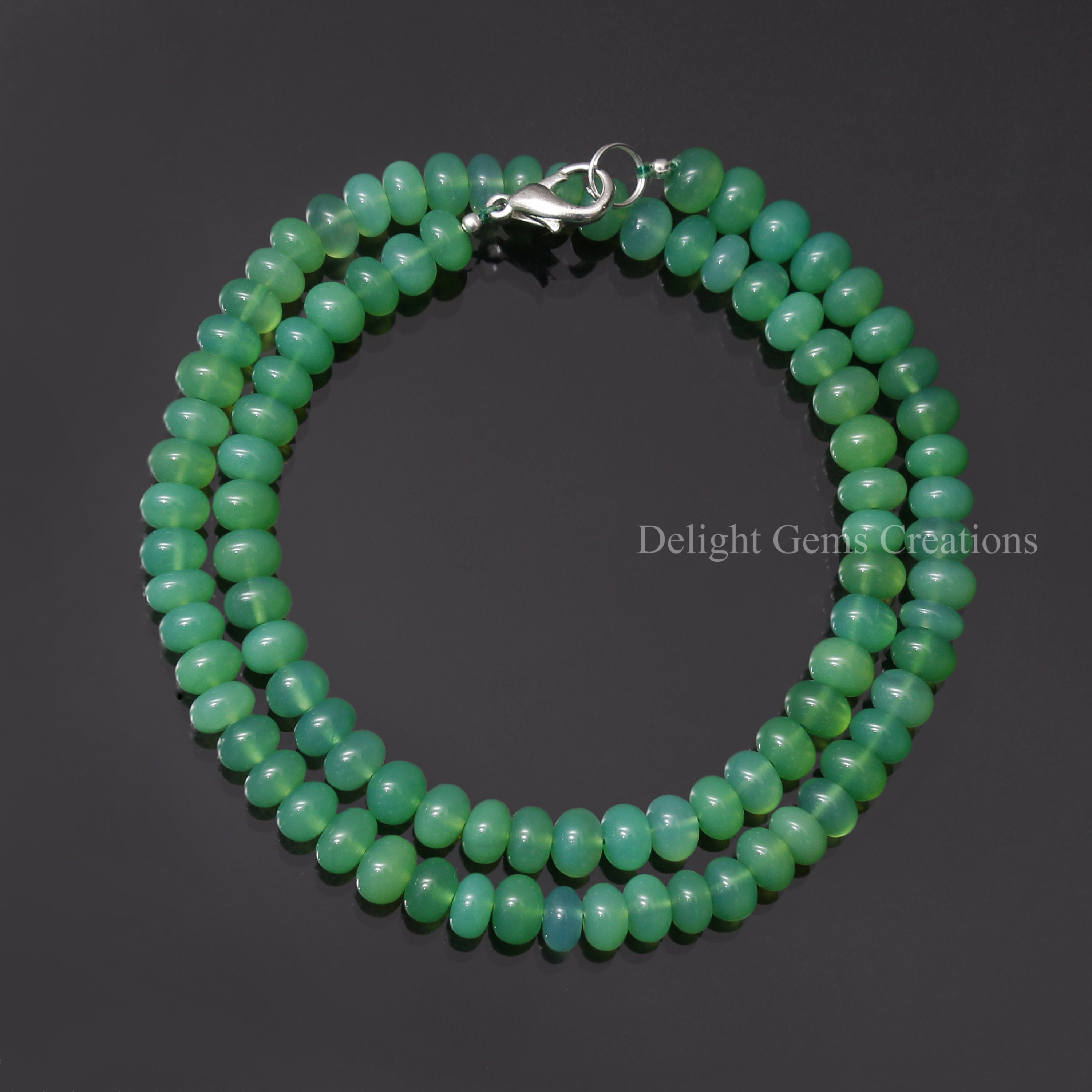 Green Chrysoprase Beaded Necklace, 925 Clasp, 18 Inch Green Chrysoprase Beaded Necklace, 925 Clasp, 18 Inch