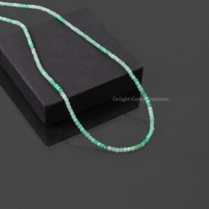 Green Chrysoprase Faceted Beads Necklace, 3mm Charysoprase Cube Beads Necklace, 925 Sterling Silver Clasp, Women's Jewelry, Gift For Her