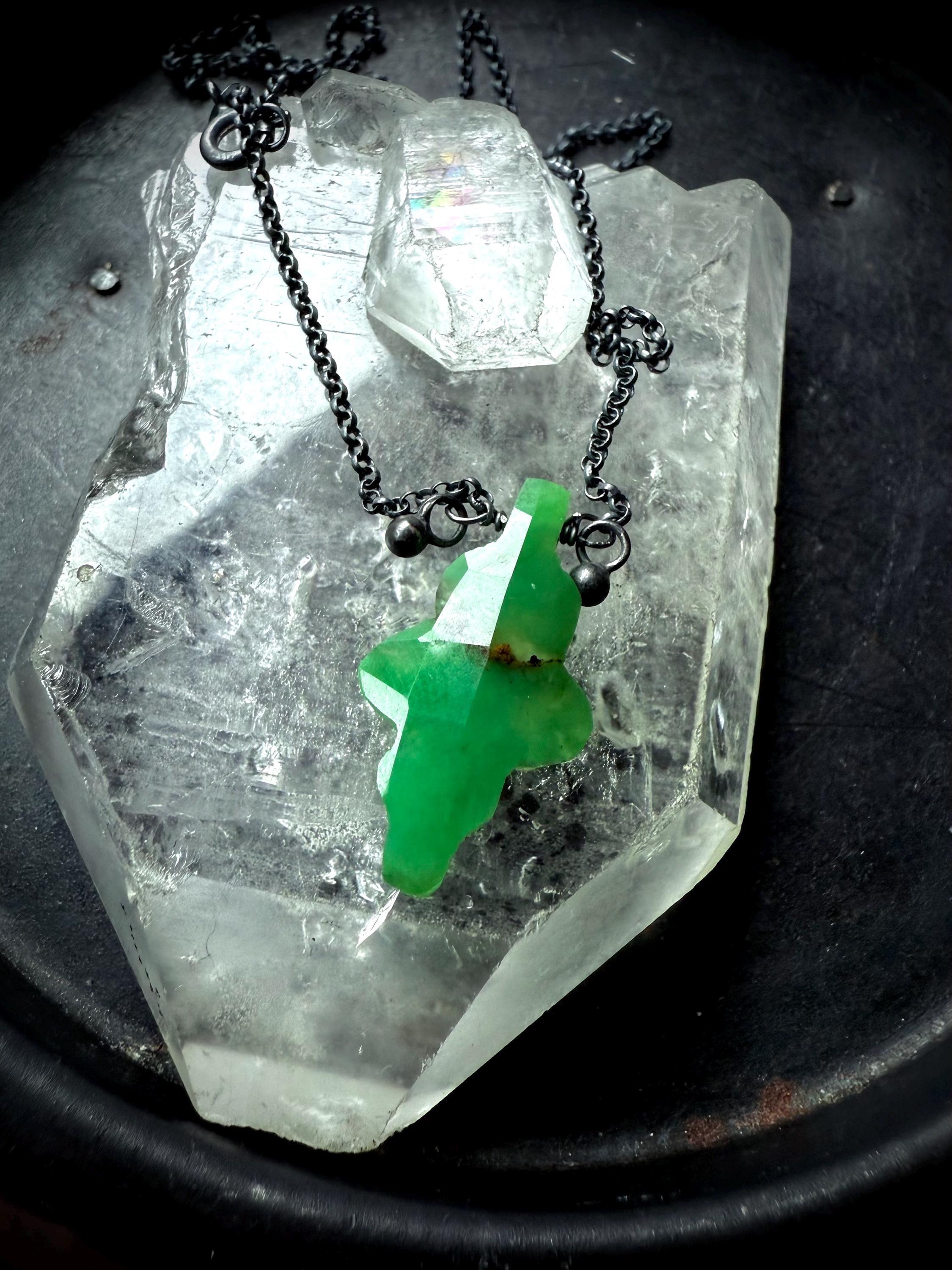 Chrysoprase Necklace, Green Stone Necklace, Gift For Her