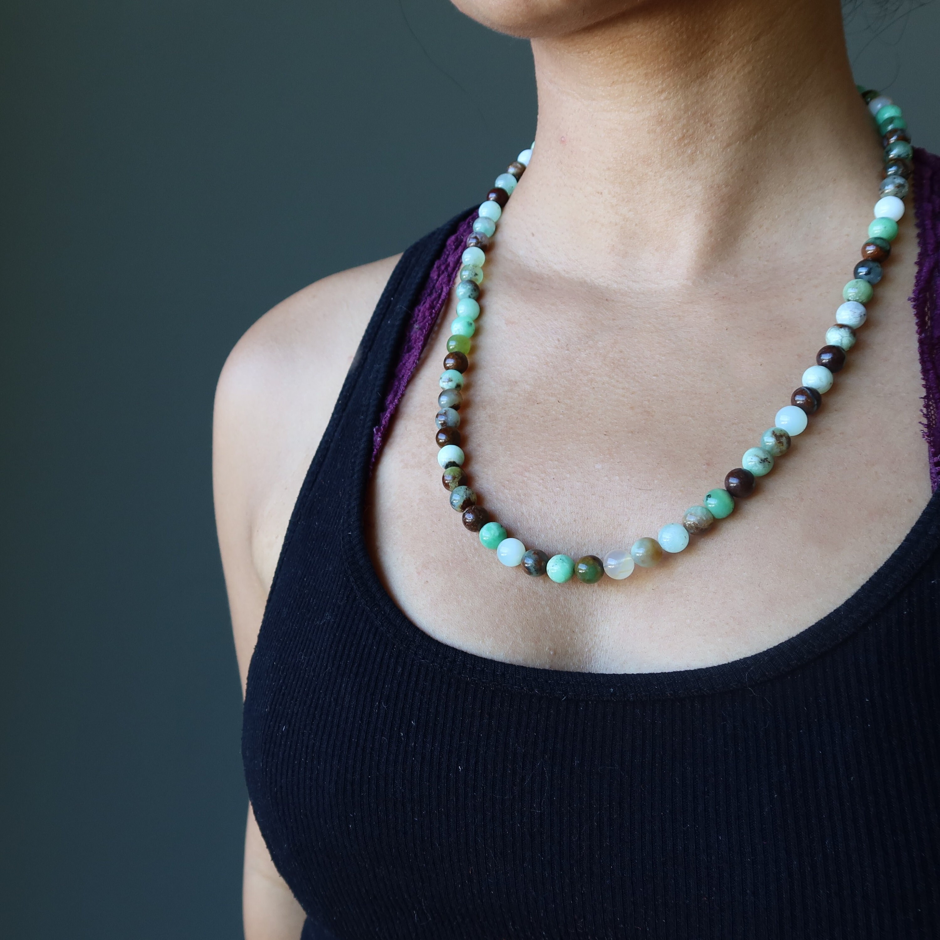 Chrysoprase Necklace Healing Stone Green Refreshing Health