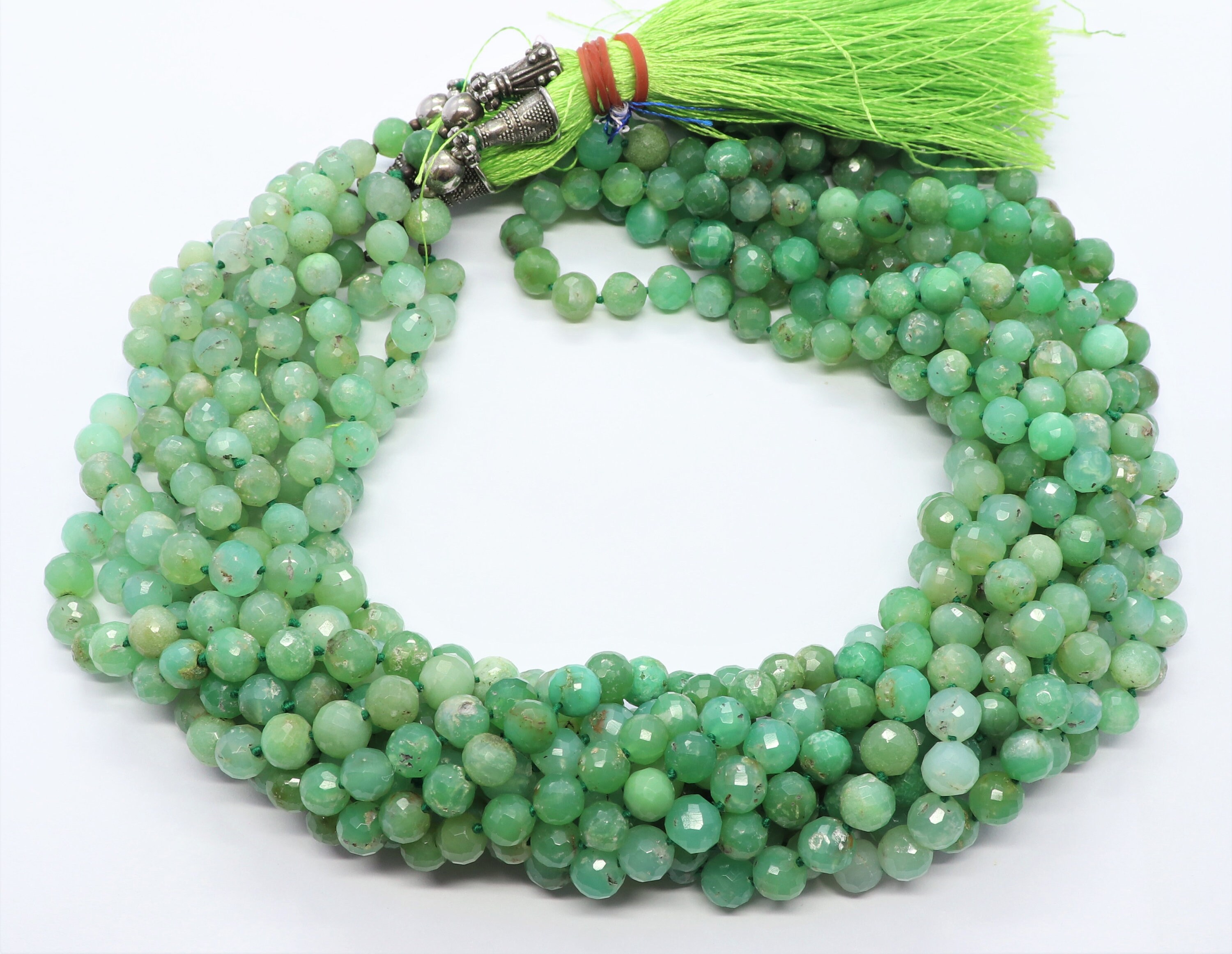 Heart Mala Necklace With Chrysoprase, 108 Mala Prayer 6 Mm Beads, Yoga Gift, Green Handmade Mala Her, Tassel Necklace
