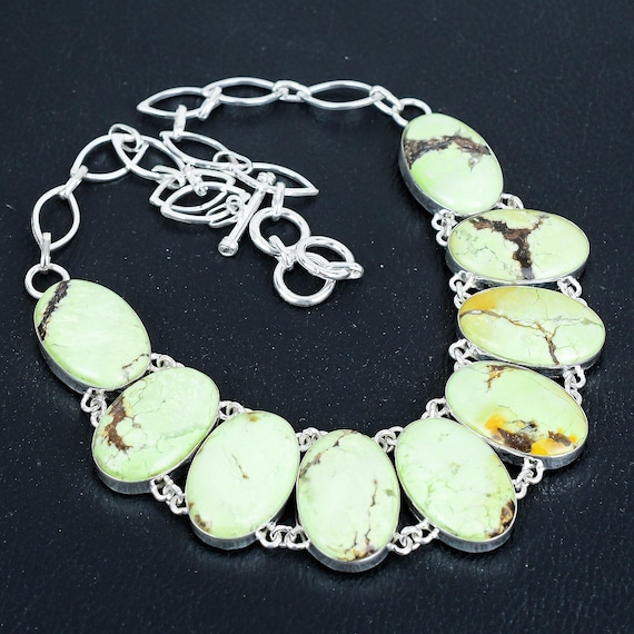 Lemon Chrysoprase Necklace: Handmade 925 Sterling Silver Adjustable Chain Lemon Chrysoprase Necklace: Handmade 925 Sterling Silver Adjustable Chain