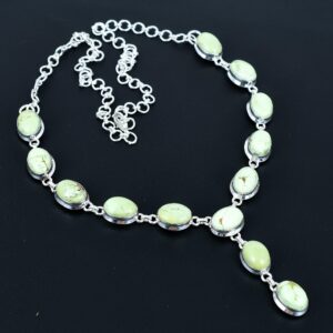Lemon Chrysoprase Necklace: Handmade 925 Sterling Silver Adjustable Chain Lemon Chrysoprase Necklace: Handmade 925 Sterling Silver Adjustable Chain