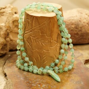 Chrysoprase Mala Necklace • Heart Healing Jewelry • Spiritual Harmony Necklace • 108+1 • High-quality Gemstone Mala • Courage • 7mm • Ao4149
