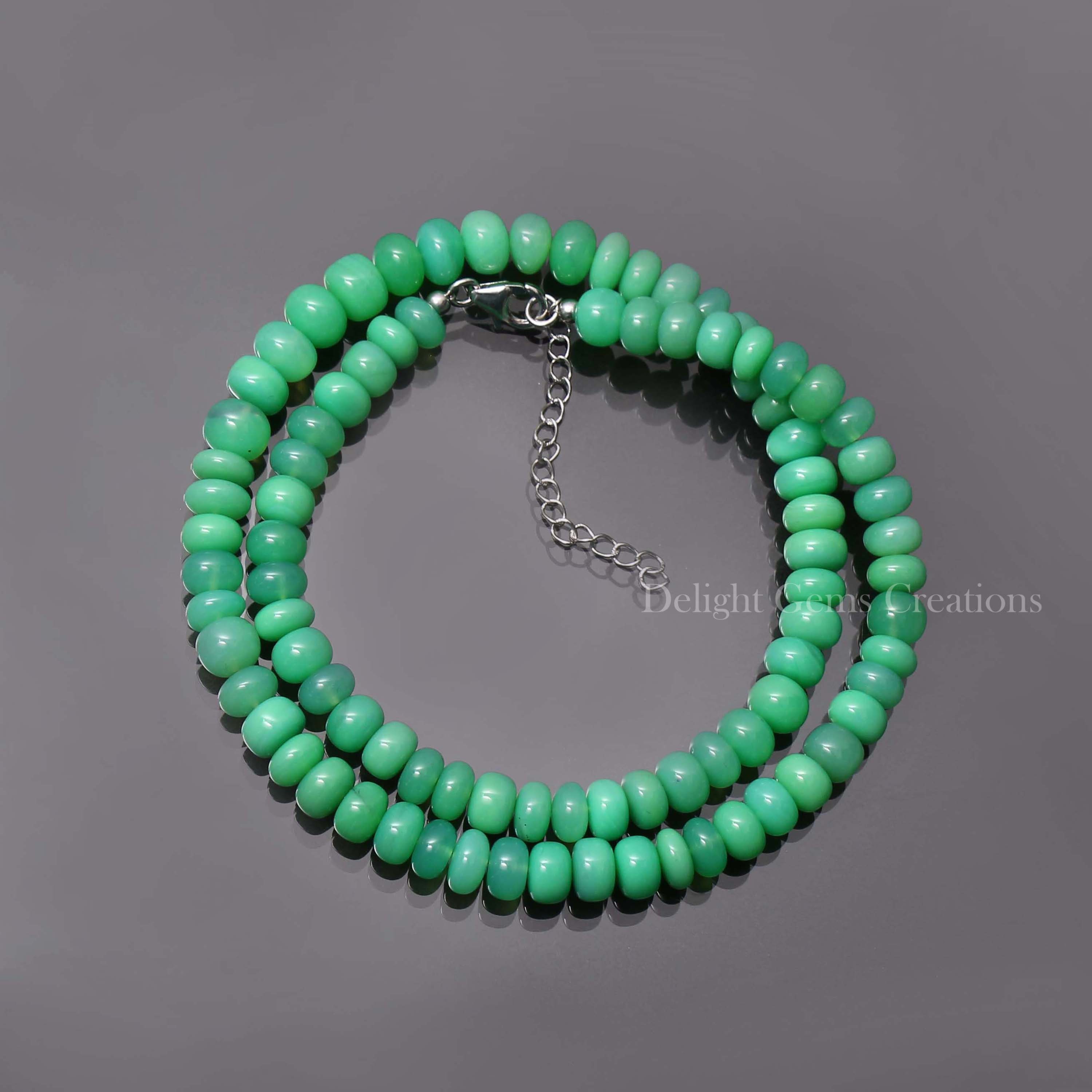 Natural Aaa Green Chrysoprase Beaded Necklace- 7mm-8mm Smooth Rondelle Green Gemstone Jewelry-925 Lobster Clasp-best Gifts For Him/her Natural Aaa Green Chrysoprase Beaded Necklace- 7mm-8mm Smooth Rondelle Green Gemstone Jewelry-925 Lobster Clasp-best Gifts For Him/her