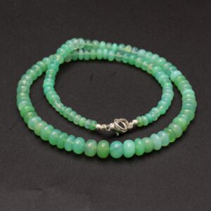 Natural Chrysoprase Beaded Necklace, 18 Inch Smooth Rondelle Gemstone