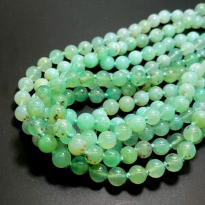 Natural Chrysoprase Beaded Necklace • Genuine Apple Green Chalcedony 8mm Round Beads • 17" Or 30.5" Hand-knotted Statement Jewelry - Pg319