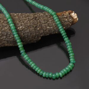 Natural Chrysoprase Beaded Necklace, Handmade Green Rondelle Gemstone Jewelry