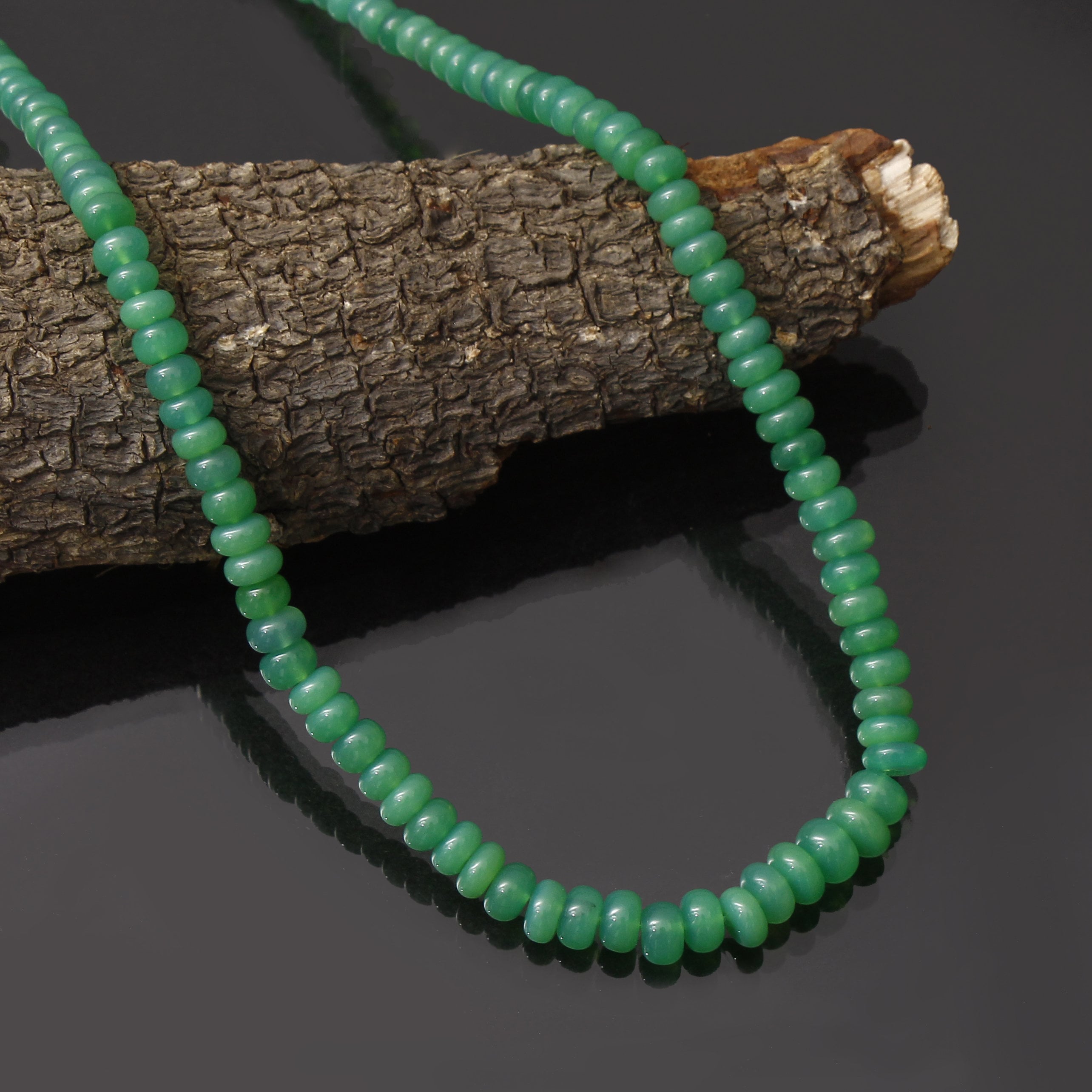 Natural Chrysoprase Beaded Necklace, Handmade Green Rondelle Gemstone Jewelry