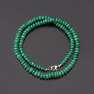 Natural Green Chrysoprase Beaded Necklace – 925 Clasp, Rondelle Gemstone