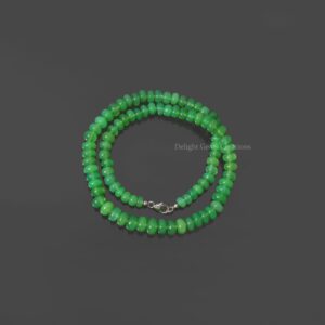 Natural Green Chrysoprase Beaded Necklace, Handmade Gemstone Jewelry