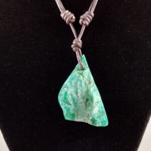 Rough Chrysoprase Adjustable Leather Necklace Handmade By Chris Hay