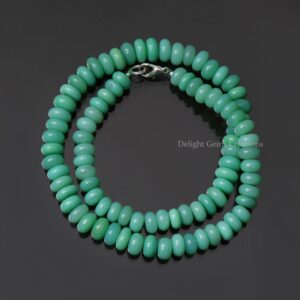 Unique Smooth Rondelle Chrysoprase Necklace, (9-11 Mm) Green Chrysoprase Gemstone Beaded Necklace, Handmade Necklace, Women's Necklace, Gift