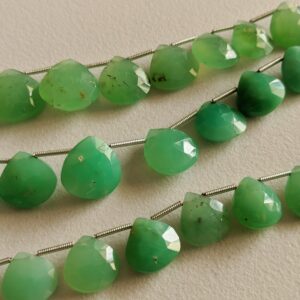 11-14mm Chrysoprase Faceted Heart Beads, Natural Green Chrysoprase Fancy Heart Briolettes, Chrysoprase Jewelry (4in To 8in Options) - Adg304 11-14mm Chrysoprase Faceted Heart Beads, Natural Green Chrysoprase Fancy Heart Briolettes, Chrysoprase Jewelry (4in To 8in Options) - Adg304