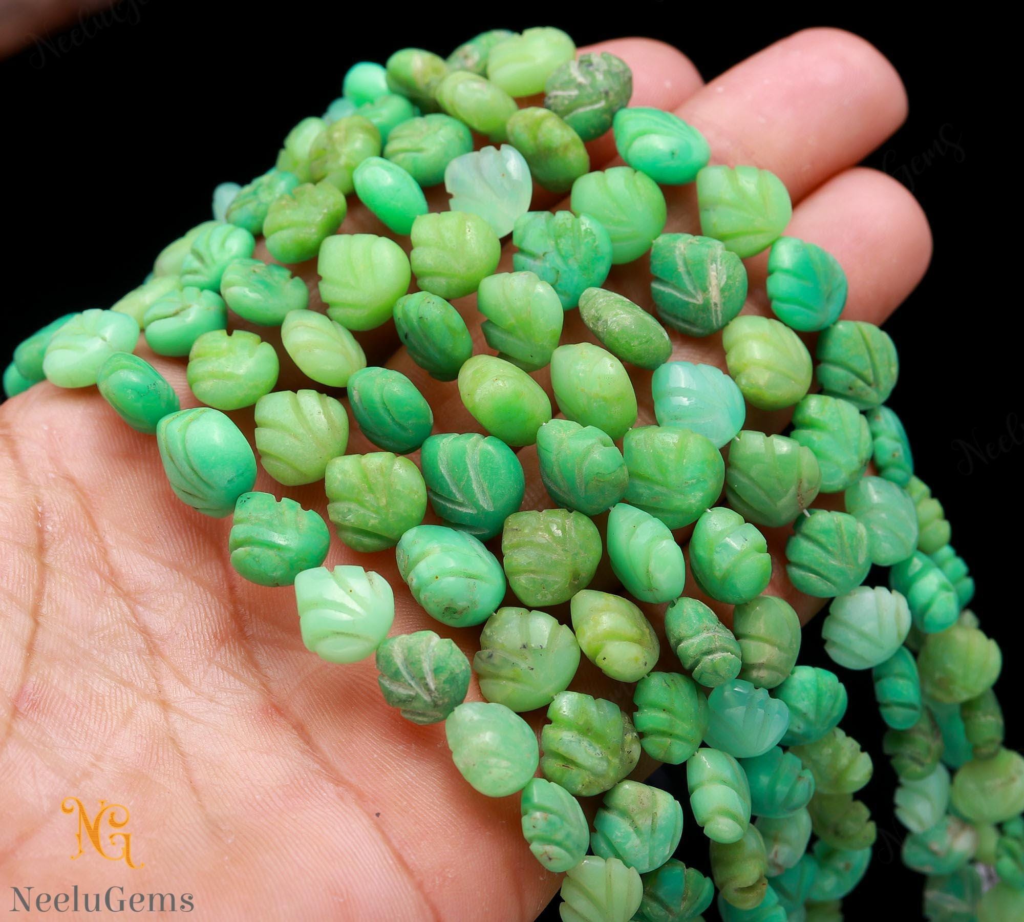 Aaa+ Green Chrysoprase Heart Shape Carving Beads,natural Chrysoprase Heart Briolette Beads ,8" Gemstone Beads For Handmade Jewelry