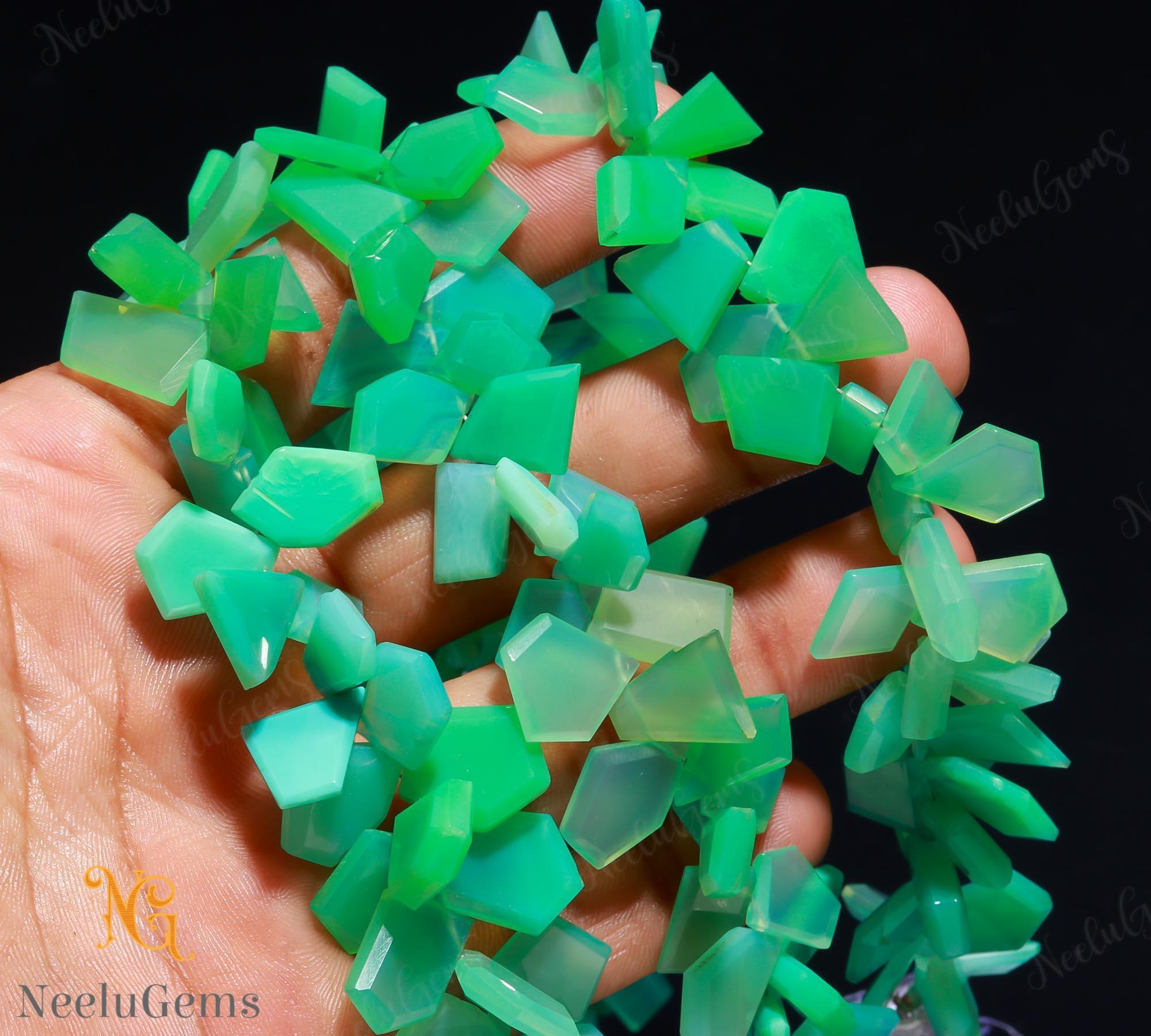 Aaa+ Green Chrysoprase Smooth Pear Briolette Beads,natural Chrysoprase Side Drill Fancy Beads,7" Gemstone Beads For Handmade Jewelry