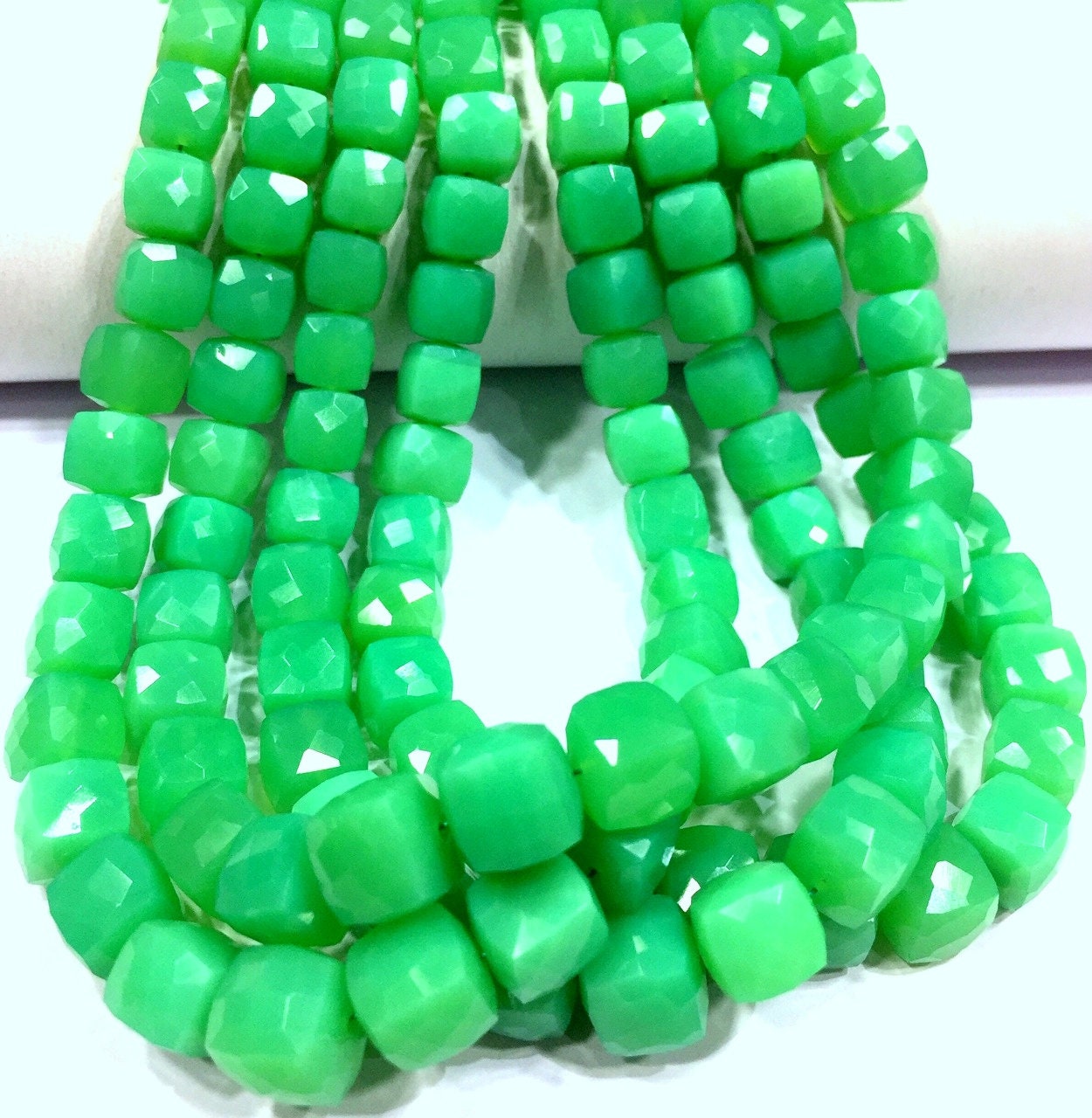 Aaa Quality Natural Chrysoprase Faceted Cube Shape Beads Chrysoprase Gemstone Beads Chrysoprase Cube Beads Jewelry Making Beads Wholesale.