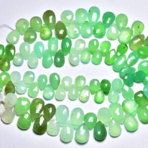 Beautiful Chrysoprase Pear Beads - 9 Inches - Natural Finest Quality Faceted Chrysoprase Pear Briolette - Size Is 6.5x9 - 7x12 Mm #2836 Beautiful Chrysoprase Pear Beads - 9 Inches - Natural Finest Quality Faceted Chrysoprase Pear Briolette - Size Is 6.5x9 - 7x12 Mm #2836