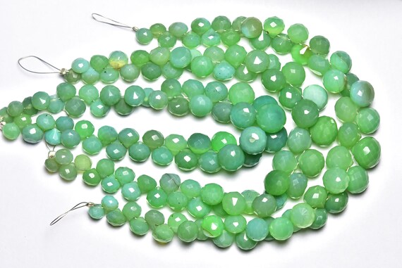 Finest Lime Chalcedony Onion Beads - 7 Inches - Super Quality Natural Chrysoprase Color Chalcedony Faceted Onion,size Is 5-9mm #398