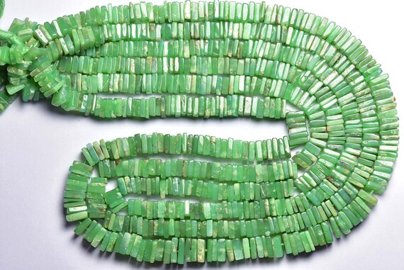 Finest Natural Chrysoprase Heishi Beads - 8 Inches - Beautiful Natural Smooth Chrysoprase Heishi Square Shape Beads - Size Is 5.5 Mm #1716