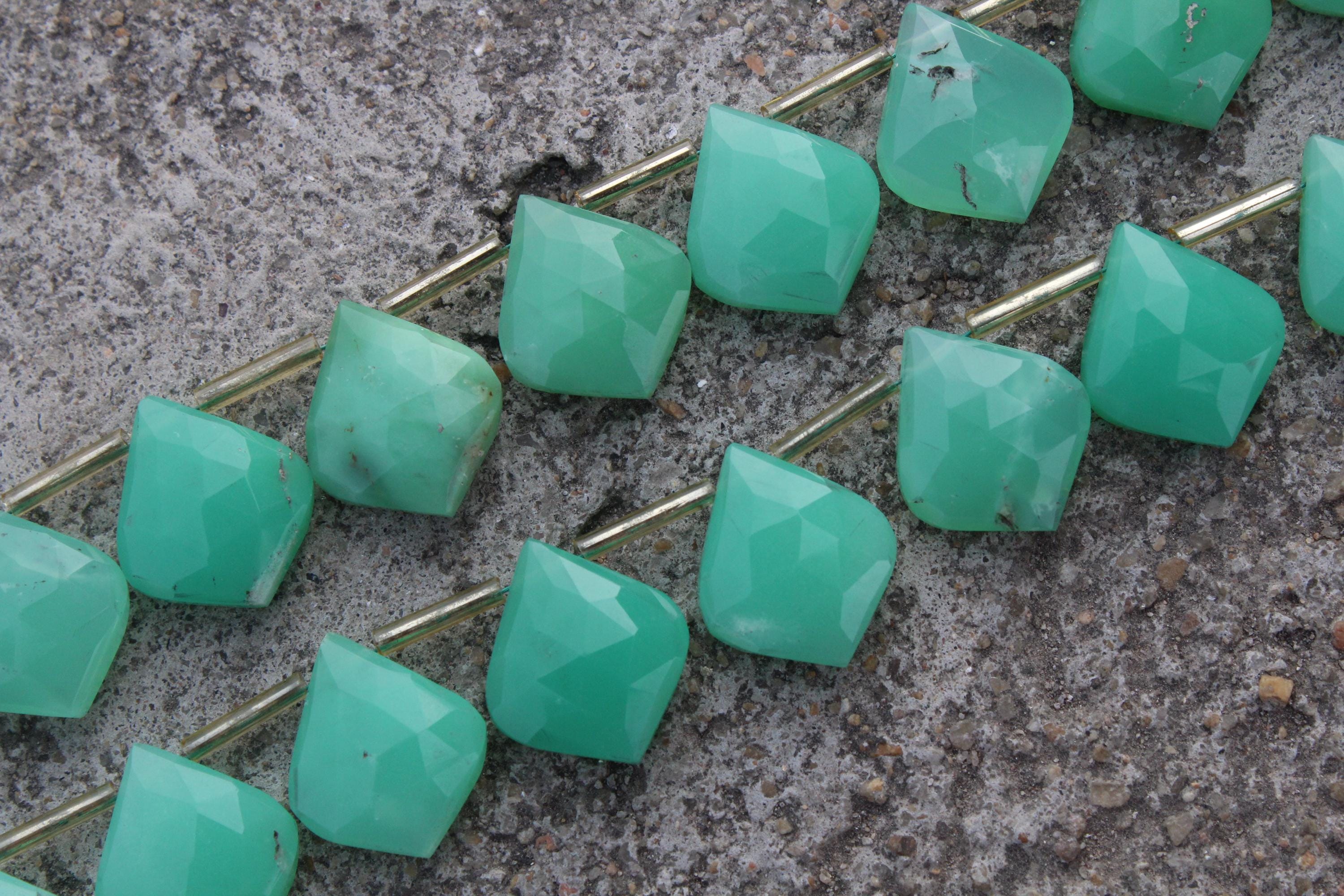 Chrysoprase Gemstone Faceted Briolette Beads | 10 Piece Leaf-shaped I Size—17-18 Mm App. | Make Jewelry (c544) Chrysoprase Gemstone Faceted Briolette Beads | 10 Piece Leaf-shaped I Size—17-18 Mm App. | Make Jewelry (c544)