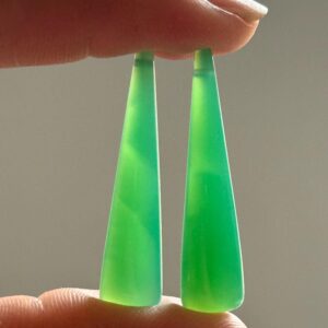 Gorgeous chrysoprase chalcedony matching long triangle drops Gorgeous chrysoprase chalcedony matching long triangle drops
