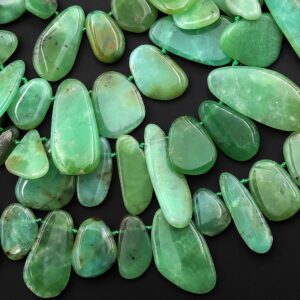 Natural Australian Brown Green Chrysoprase Beads Freeform Teardrop Petal Top Side Drilled Gemstone 15.5" Strand Natural Australian Brown Green Chrysoprase Beads Freeform Teardrop Petal Top Side Drilled Gemstone 15.5" Strand