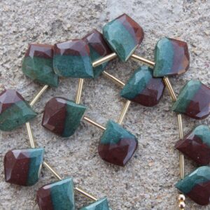 Natural Chrysoprase Gemstone Faceted Briolette Beads | 15 Pieces Leaf-shaped | Size—15x18 I Jewelry Setting [b158]