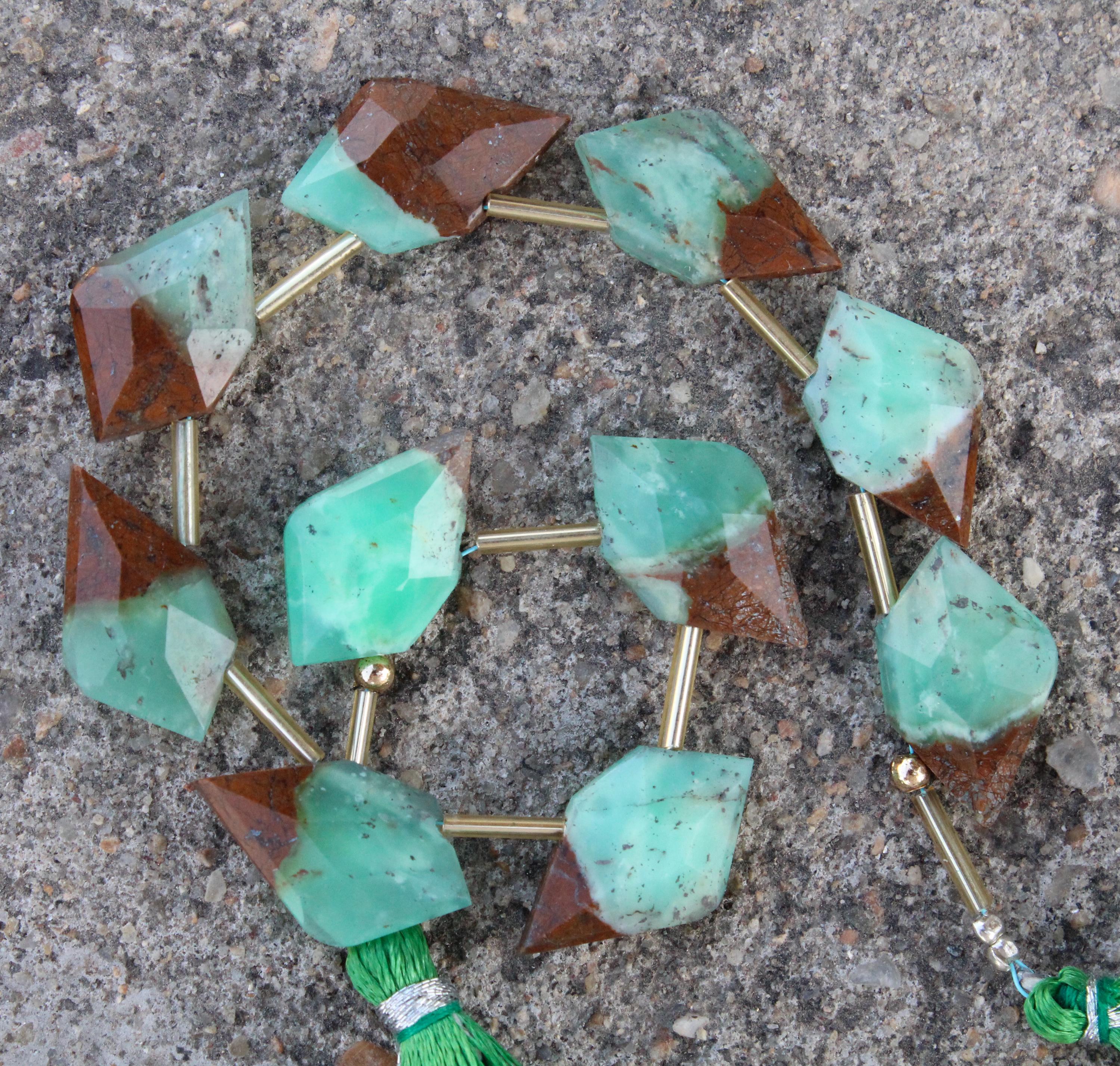 Natural Chrysoprase Gemstone Faceted Briolette Beads | 10 Pieces Sparrow-shaped | Size- 13x22 I Jewelry Setting [b124]