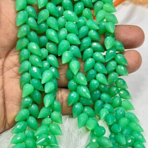 Green Chrysoprase Briolette Beads | Chalcedony Teardrop Strand Green Chrysoprase Briolette Beads | Chalcedony Teardrop Strand