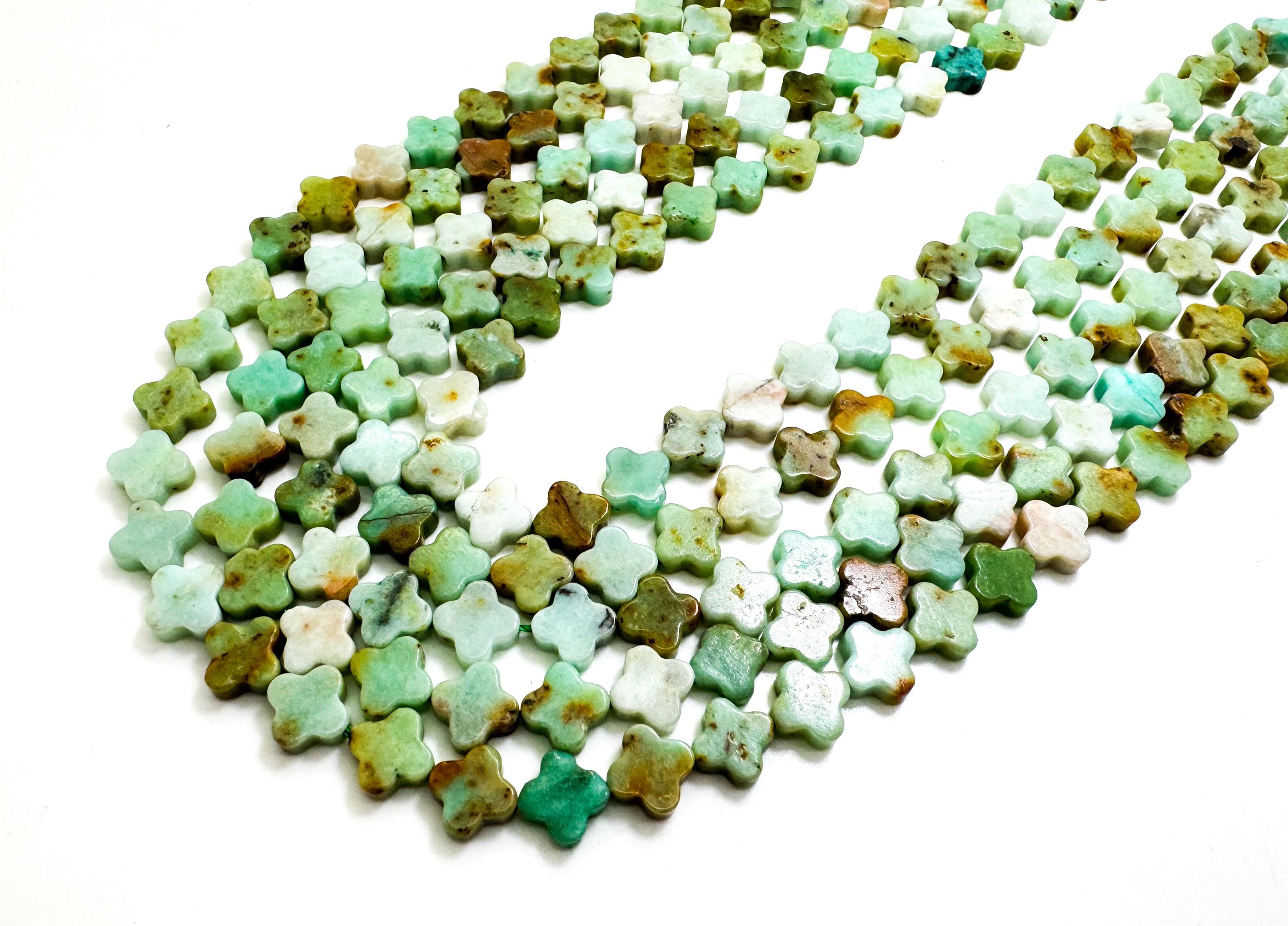 Natural Green Chrysoprase Four Leaf Clover 8mm Smooth Gemstone Beads - Pgs416 Natural Green Chrysoprase Four Leaf Clover 8mm Smooth Gemstone Beads - Pgs416