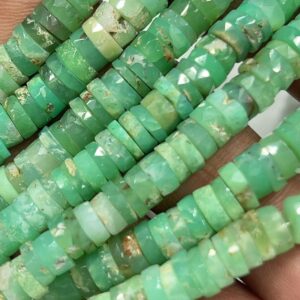 Natural Green Chrysoprase Faceted Heishi Beads – 6–7mm Gemstone Spacer Strand Natural Green Chrysoprase Faceted Heishi Beads – 6–7mm Gemstone Spacer Strand