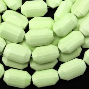 Natural Lemon Chrysoprase Faceted Oblong Octagon Rectangle Beads 15.5" Strand Natural Lemon Chrysoprase Faceted Oblong Octagon Rectangle Beads 15.5" Strand