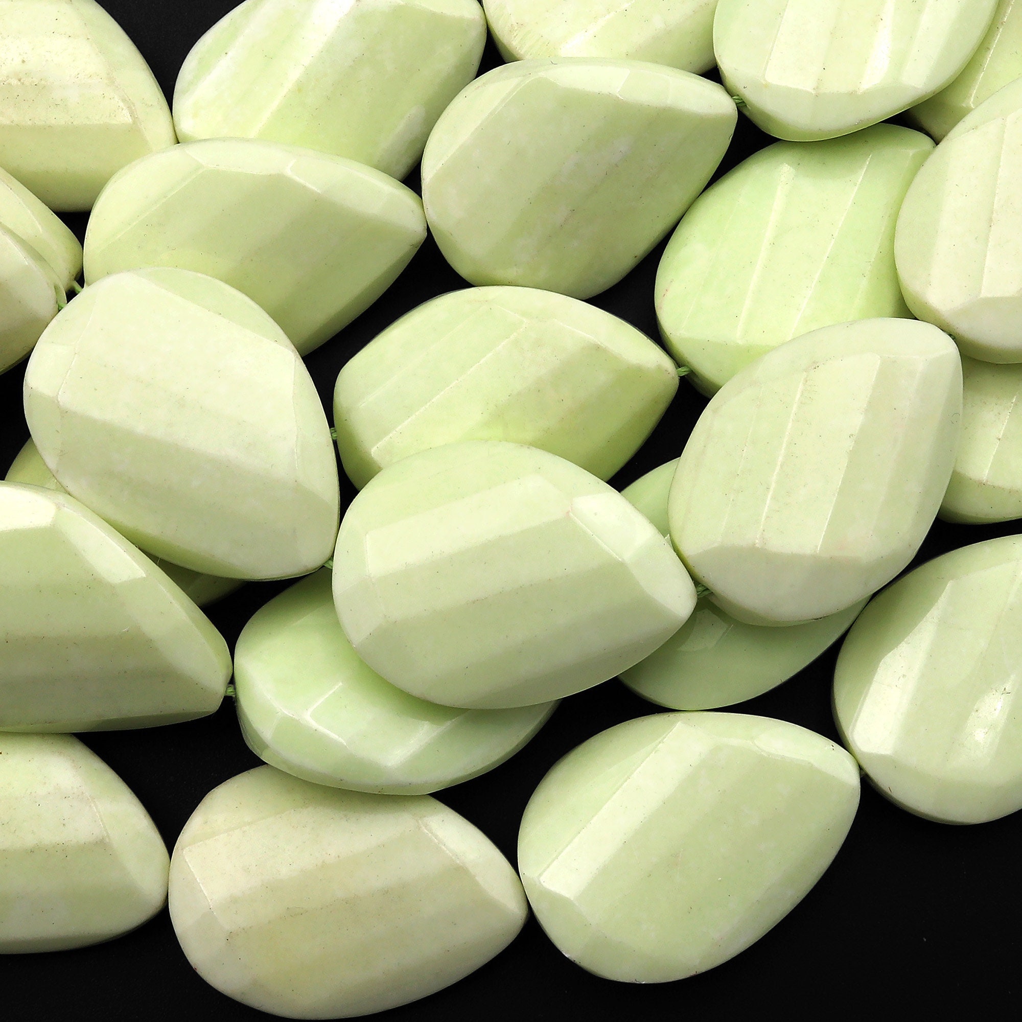 Natural Lemon Chrysoprase Faceted Twisted Teardrop Oval Beads Vetically Drilled Natural Light Yellow Green Gemstone 15.5" Strand Natural Lemon Chrysoprase Faceted Twisted Teardrop Oval Beads Vetically Drilled Natural Light Yellow Green Gemstone 15.5" Strand