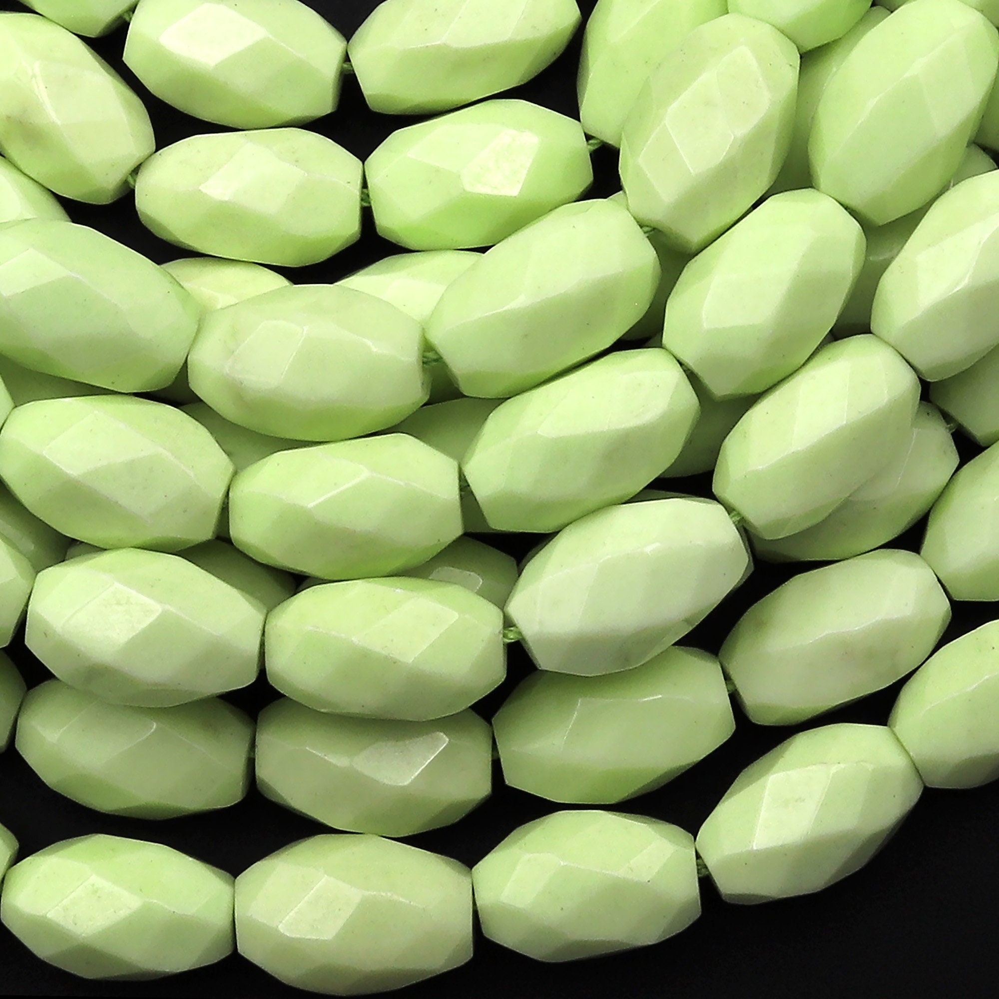 Natural Lemon Chrysoprase Faceted Twisted Tube Beads Vetically Drilled Natural Light Yellow Green Gemstone 15.5" Strand