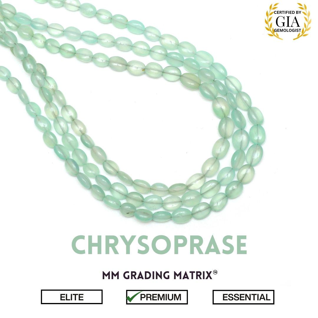 Natural Chrysoprase Smooth Oval Beads, 3.5x5 Mm To 5.5x7.5 Mm Chrysoprase Plain Gemstone Beads, Beads For Jewelry Making, Chrysoprase Beads