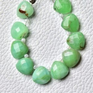 Natural Chrysoprase Trillion Beads 9mm Faceted Trillion Briolettes Gemstone Beads Aa Chrysoprase Beads Strand Stone Beads 6, 8, 10pcs No4994