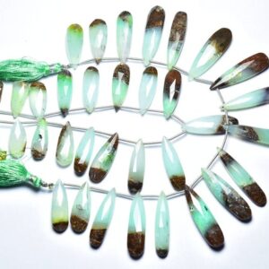 Rarest Aqua Bi Chrysoprase Pear Beads - 8 Inches - Natural Faceted Elongated Chrysoprase Pear Briolette - Size Is 8x19 - 8x39 Mm #2841 Rarest Aqua Bi Chrysoprase Pear Beads - 8 Inches - Natural Faceted Elongated Chrysoprase Pear Briolette - Size Is 8x19 - 8x39 Mm #2841