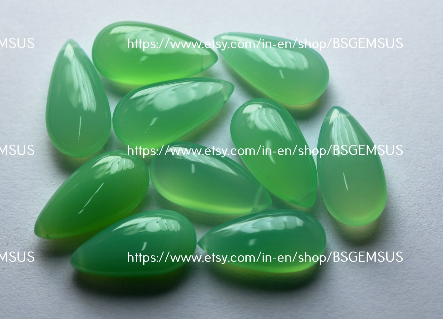 Side Drilled, 3 Mtched Pair, Super Finist, Chrysoprase Chalcedony Smooth Pear Shape Briolettes, Size 10x20mm