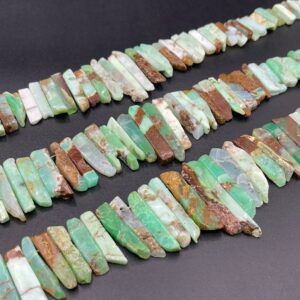 Chrysoprase Stick Beads Green Gemstone Chrysoprase Stick Point Slice Top Drilled Graduated Australian Jade 5-8*20-40mm 15.5" full strand Chrysoprase Stick Beads Green Gemstone Chrysoprase Stick Point Slice Top Drilled Graduated Australian Jade 5-8*20-40mm 15.5" full strand