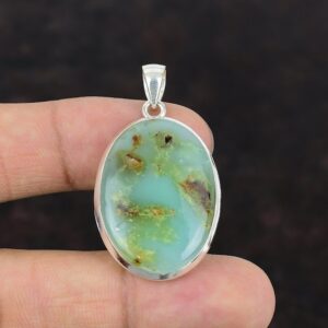 Chrysoprase Pendant, 925 Sterling Silver, Handmade Gemstone Jewelry Chrysoprase Pendant, 925 Sterling Silver, Handmade Gemstone Jewelry