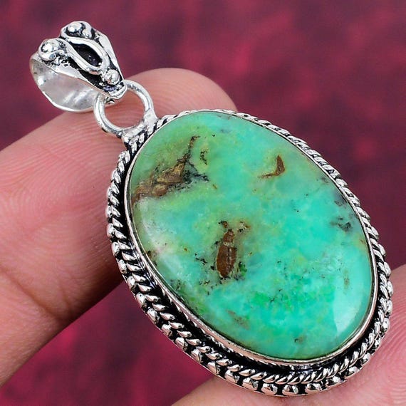 Dainty Lemon Chrysoprase Gemstone Jewelry 925 Sterling Silver Pendant Handmade Latest Design Stylish Pendant Elegant Jewelry Easter Gifts
