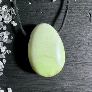 Drilled Lemon Chrysoprase Pendant | flat drop-shaped Necklace | Chrysoprase Jewelry Drilled Lemon Chrysoprase Pendant | flat drop-shaped Necklace | Chrysoprase Jewelry
