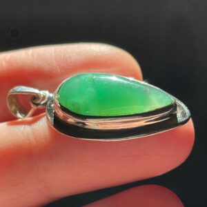 Glowing Chrysoprase Pendant - Natural Chrysoprase With Subtle Glowing Green Layers - Handmade Solid Sterling Silver Teardrop Pendant Glowing Chrysoprase Pendant - Natural Chrysoprase With Subtle Glowing Green Layers - Handmade Solid Sterling Silver Teardrop Pendant