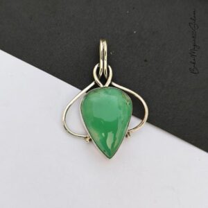Handmade Chrysoprase Pendant: 925 Sterling Silver Pear Jewelry Handmade Chrysoprase Pendant: 925 Sterling Silver Pear Jewelry