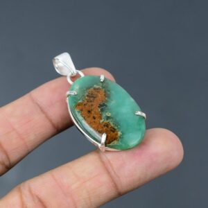 Handmade Boulder Chrysoprase 925 Sterling Silver Pendant Handmade Boulder Chrysoprase 925 Sterling Silver Pendant