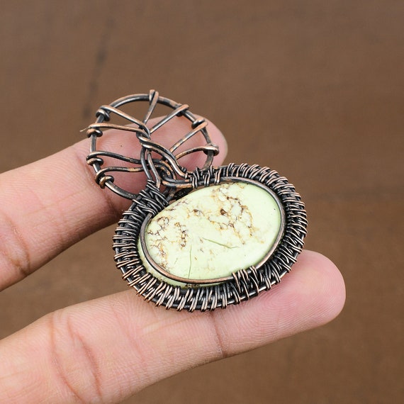 Handmade Lemon Chrysoprase Copper Wire Wrapped Pendant Handmade Lemon Chrysoprase Copper Wire Wrapped Pendant
